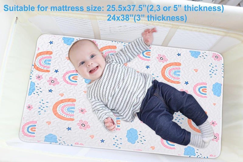 MatLeya Quilted Pack n Play Sheet Fitted, Breathable Thick Pad for Pack and Play Mattress, Pack and Play Mattress Sheet fits Graco, Portable Mini Cribs, Play Yards, Padded Playpen Protector Cover - Image 4